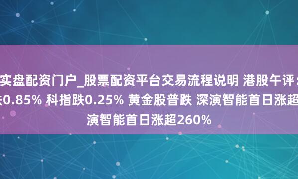 实盘配资门户_股票配资平台交易流程说明 港股午评：恒指跌0.85% 科指跌0.25% 黄金股普跌 深演智能首日涨超260%