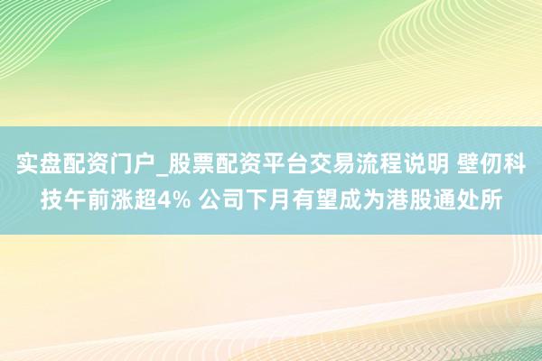 实盘配资门户_股票配资平台交易流程说明 壁仞科技午前涨超4% 公司下月有望成为港股通处所